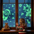 Luminous Christmas window stickers with Santa and reindeer fluorescent designs - BQ784+785 Combination (Static)