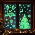 Neon green luminous Christmas window stickers with reindeer and tree motifs - BQ786+787 Combination (Static)
