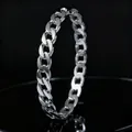 High-quality silver stainless steel cuban link bangle bracelet for women, fashion jewelry - Silver