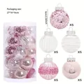Assorted pink and white Christmas tree ball ornament set with size specifications - Pink