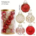 Assorted 25-piece Christmas ball ornament set in tube packaging, 6cm red and gold decor - Red