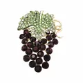 Elegant grape shape brooch with sparkling purple and green rhinestones in gold finish - Purple Grape Style (XH-173)