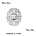 Large crystal rhinestone flower brooch pin with 8.5x7.2cm size and 56.2g weight - Rectangular Main Stone Floral (XH-1463) / 8.5cmx7.2cm