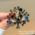 Elegant tree of life brooch pin set with sparkling colorful rhinestones and crystals - Colorful Tree of Life (XH-1134) / 4.6x4.3cm