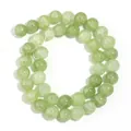 Macro detail view of light green crackle glass beads for DIY handmade jewelry making - 10mm/Approx 38pcs / Olive Green Floral Round Bead