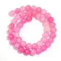 High-quality detailed shot of round pink crackle glass beads for DIY jewelry making crafts - 10mm/Approx 38pcs / Rose Red Two-tone Floral Round Bead