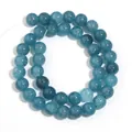 Dettaglio di perle tonde in vetro craquelé blu per creazione gioielli fai da te. - 10mm (Circa 38 Perline) / Blu Inchiostro Chiaro Floreale