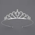 Silver child princess tiara headband with heart-shaped rhinestones for birthday party - Silver Everyday Girls' Crown Ts-j3293s