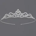 Elegant children's princess crown headband with heart-shaped rhinestones in silver finish - Versatile Birthday Rhinestone Crown (TS-J1397)