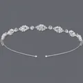 Elegant silver children's princess crown headband featuring sparkling clear rhinestones for parties - Simple Rhinestone Girls Headband (TS-J1159)