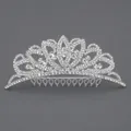 Elegant silver-toned heart rhinestone tiara hair comb for girls birthday party hairstyles - Stage Performance Girls Crown (TS-J3051S)
