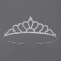 Silver princess crown tiara with heart patterns and sparkling rhinestones for girls - Silver Versatile Daily Crown (TS-J3096S)