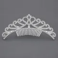 Sparkling silver rhinestone tiara hair comb with heart motif for girls' princess parties. - Silver Versatile Kids Crown (TS-J3061S)