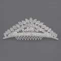 Sparkling silver tiara hair comb for girls featuring clear rhinestones for princess parties. - Silver Rhinestone Versatile Crown (TS-J3050S)