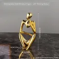 Miniatur goldene galvanisierte abstrakte Denker-Figur Statue in nach links geneigter Pose - Galvanisiertes Gold Linkes Denken Figur (7128E-02)