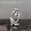 Versilberte abstrakte Denker-Figur Skulptur für moderne Haus- und Büroregaldekoration - Galvanisiertes Silber Rechtes Denken Figur (7128E-04)