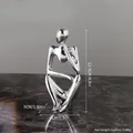 Silbern galvanisierte abstrakte Denker-Statue Miniatur-Deko-Schreibtischskulptur - Galvanisiertes Silber Linkes Denken Figur (7128E-05)