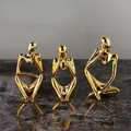 Golden galvanisierte abstrakte Miniatur-Menschliche Figuren-Statue Set für Zuhause - Galvanisiertes Gold Figuren 3-teiliges Set (7128E-3061)