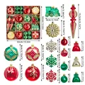 60-teiliges Set Weihnachtsschmuck mit Kugeln Schneeflocken und Zugformen in Rot und Grün - 32x32x8cm (60-teiliges Set) / Rot Grün Gold