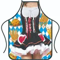 Funny Oktoberfest themed apron with Dirndl costume pattern and beer mug print design - Style 9/Blonde Girl Dirndl Illustration