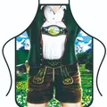 Creative Oktoberfest apron featuring a traditional Bavarian male Lederhosen costume print - Style 11/Funny Waistcoat Illustration