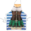 Funny Oktoberfest dirndl pattern apron for kitchen and party costumes - Style 12/Green Dirndl Illustration