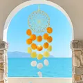 Handmade seashell wind chime with orange and yellow gradient shell disks decoration - Finished Product / Seasons Dali-Orange