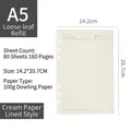 A5 loose-leaf paper refill with 80 lined cream sheets for notebooks - A5 Lined Loose-leaf Inner Core