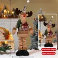 Telescopic Christmas reindeer plush doll with snowflake plaid design for holiday decor - 60CM Telescoping Reindeer / See image for dimensions