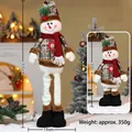 Telescopic Christmas snowman plush doll with plaid outfit and red scarf, 30-50cm tall - 50cm Telescopic Snowman / See image for dimensions