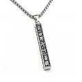 Retro stainless steel pillar pendant necklace with engraved Buddhist scripture for men - Mantra Pendant with Stainless Steel Chain