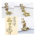 Vintage gold alloy dreadlock spiral hair rings with mixed nautical and star charms - 4-Piece Set Combination Style (Set of 4 as Pictured)