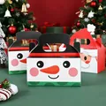 Festive cardboard gift boxes featuring cute snowman and Santa Claus character designs - Single Piece / Portable Triangular Box Style / S-72