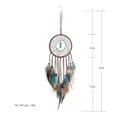 Handmade dream catcher with turquoise pendant and blue feathers for wall decor - Round Style / Circular Style DIY Kit