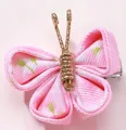 Cute pink fabric butterfly hair clip for girls hair accessories, stylish SKU variant - Pink Striped Style (2)