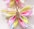 Pinza para el pelo de mariposa con cinta degradada para niñas, accesorio para el cabello - Estilo degradado amarillo rosa blanco (4)