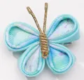 Barrette à cheveux papillon faite main en ruban bleu dégradé pour les petites filles - Style en ruban gros-grain dégradé bleu-vert (12)
