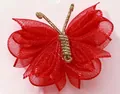 Barrette papillon en tulle rouge élégante avec corps pailleté doré pour fille - Style en maille rouge vif (9)