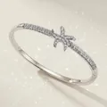 Elegant silver starfish bangle bracelet encrusted with sparkling cubic zirconia stones - Silver (BS-J5658S)