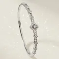 Elegant silver flower bangle with clear zircon inlay for luxury banquet party jewelry. - Silver Versatile Flower Style (BS-J5576S)