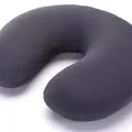 Dark grey plush U-shaped travel neck pillow with foam bead filling for comfort - Double-sided Polyester Style (Dark Grey)