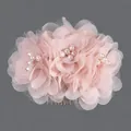 Elegante pettine per capelli con fiori di pizzo rosa e perle per acconciatura sposa - Pettine A Rete Rosa Con Fiori Hs-j7191pink