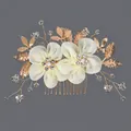 Peigne à Cheveux Fleur en Maille Doré (HS-J7187G)