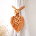Fermatenda in macramè fatto a mano in stile bohémien con motivo a foglia e perla di legno - Stile B Motivo Intrecciato / Albicocca