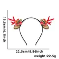 Christmas reindeer antler headband with mushroom decor, 22.5cm width and 22.5g weight - Gold Antler Artificial Flower Red