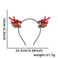 Christmas flocked reindeer antler headband with floral bow and dimensions for masquerade - Polka Dot Ear Red Antler