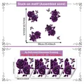Purple rose and butterfly wall sticker set showing assembled and sheet dimensions - Purple Roses and Butterflies (MS3286) / 30x30cm*4pcs