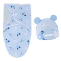 Ensemble lange et bonnet bleu pour bébé avec motifs mignons de voitures et hélicoptères - Ensemble sac de couchage + bonnet hélicoptère bleu
