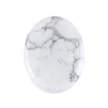 Smooth polished natural white turquoise oval worry stone with decorative grey marble veins - Howlite