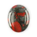 Oval natural red and grey jasper worry stone with a smooth and glossy polished finish - African Blood Stone